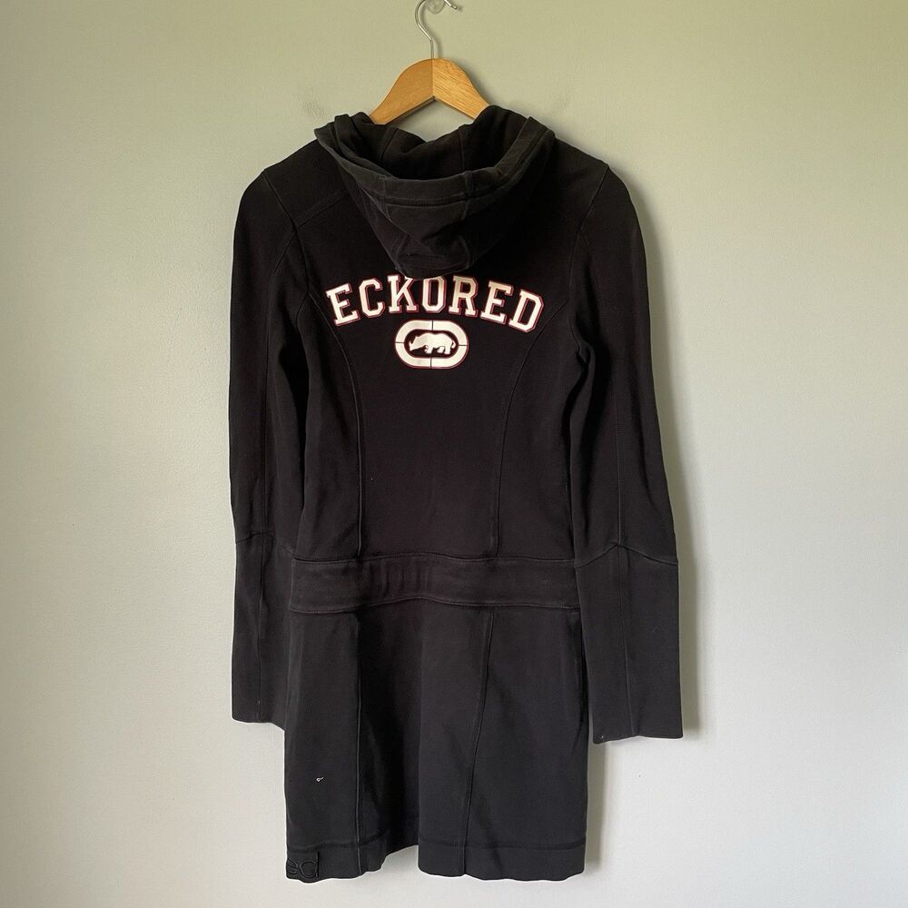 Ecko Red Vtg Deadstock y2k 2000s Hoodie Dress One Piece Black Women's Size Small - Picture 2 of 14